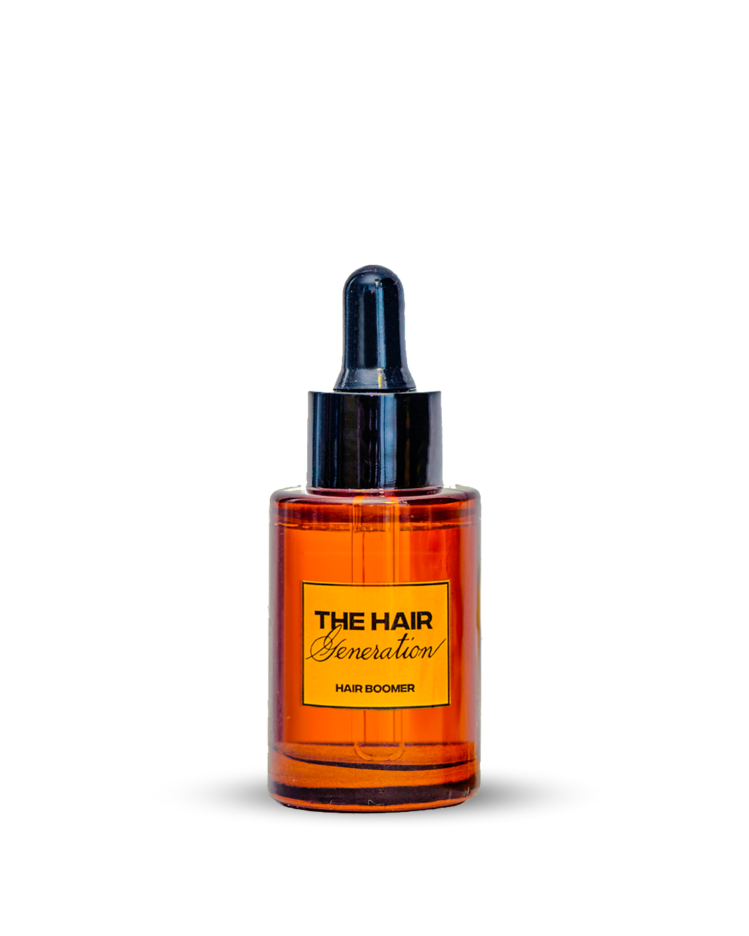 Orange bottle with black cap labeled 'The Hair Generation' on a white background