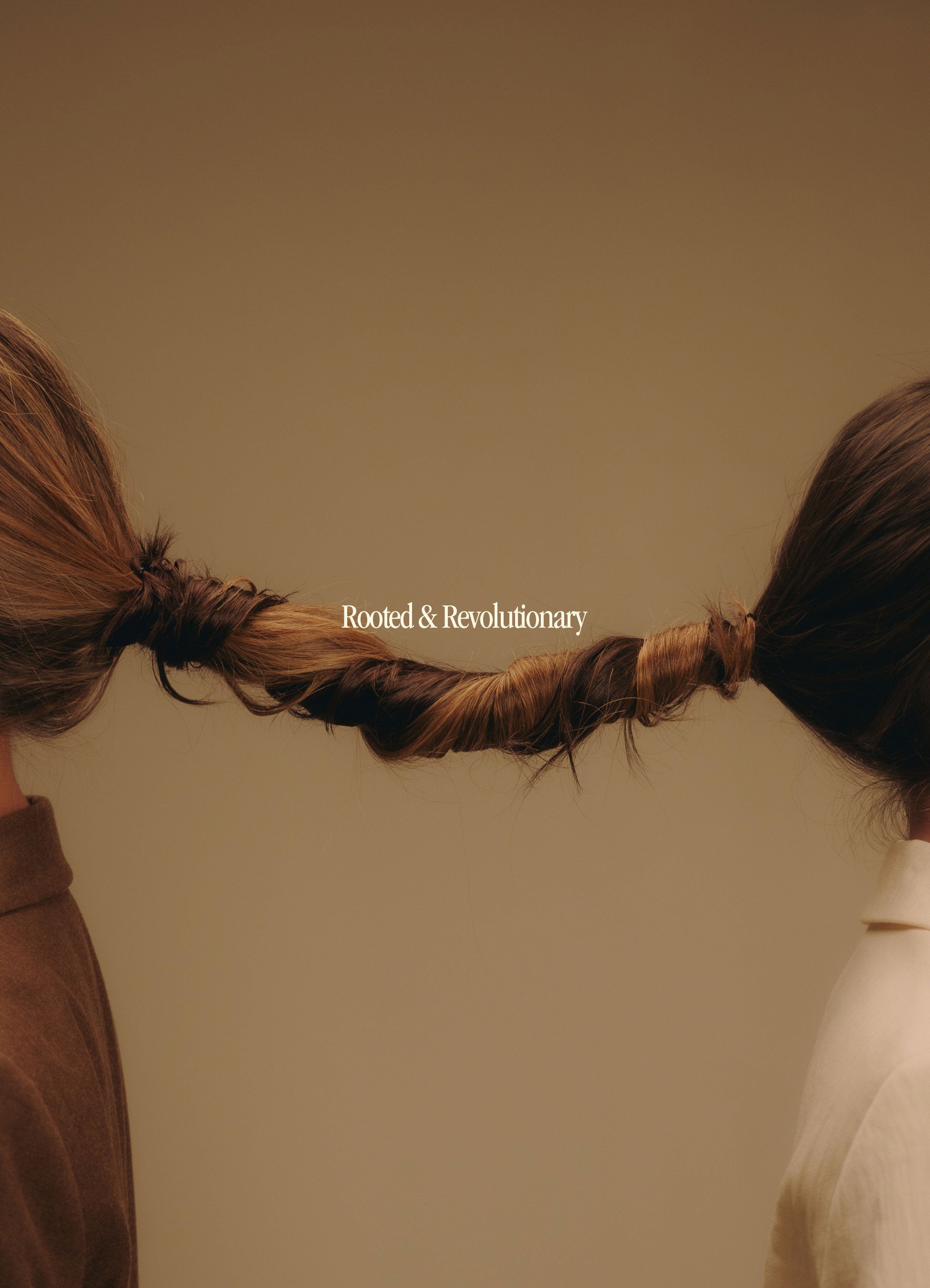 Two braided hairstyles with 'Rooted & Revolutionary' text on a plain background